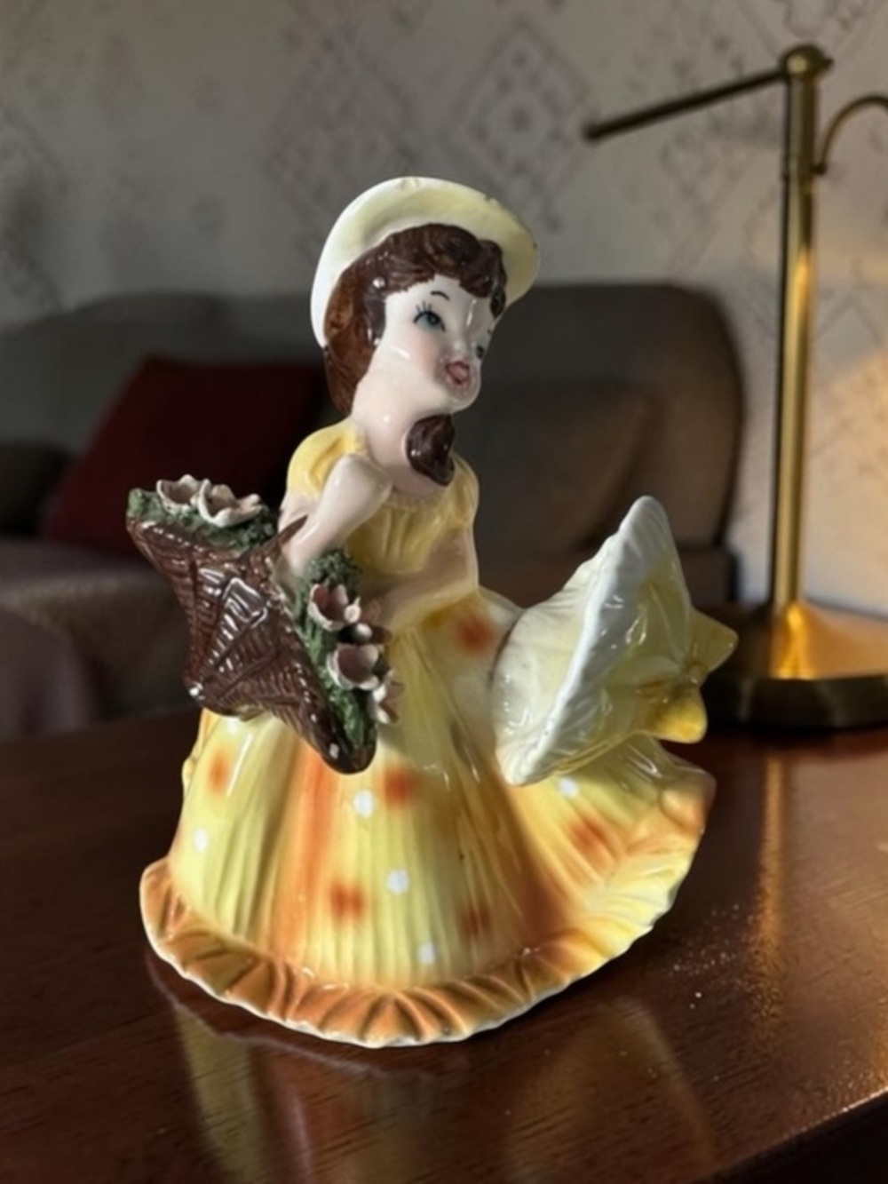 Vintage Lefton Parasol Girl Figurine